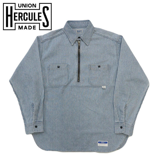 UNION HERCULES MADE ユニオン ヘラクレス メイド ハーフZIPシャツ ヒッコリーストライプ by JOHNBULL ジョンブル HE251S03-211【2025年秋冬新作】