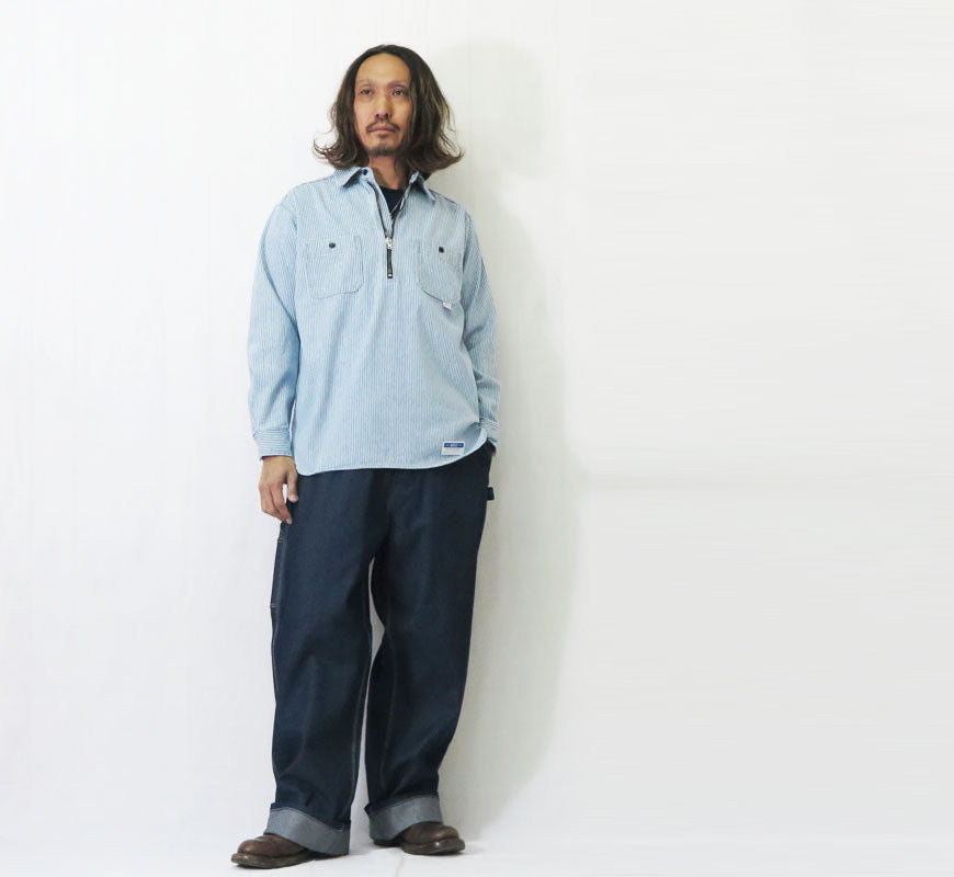 UNION HERCULES MADE ユニオン ヘラクレス メイド ハーフZIPシャツ ヒッコリーストライプ by JOHNBULL ジョンブル HE251S03-211【2025年秋冬新作】