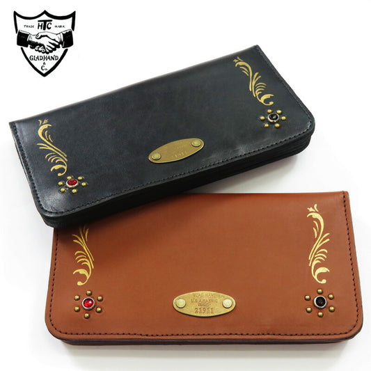 GLAD HAND × HTC スタッズ & ハンドペイント ロング ウォレット 財布 Hollywood Trading Company 牛革 グラッドハンド 【2024-25年秋冬新作】