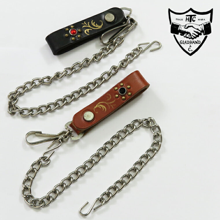 GLAD HAND × HTC スタッズ & ハンドペイント ウォレットチェーン Hollywood Trading Company 牛革 グラッドハンド 【2024-25年秋冬新作】