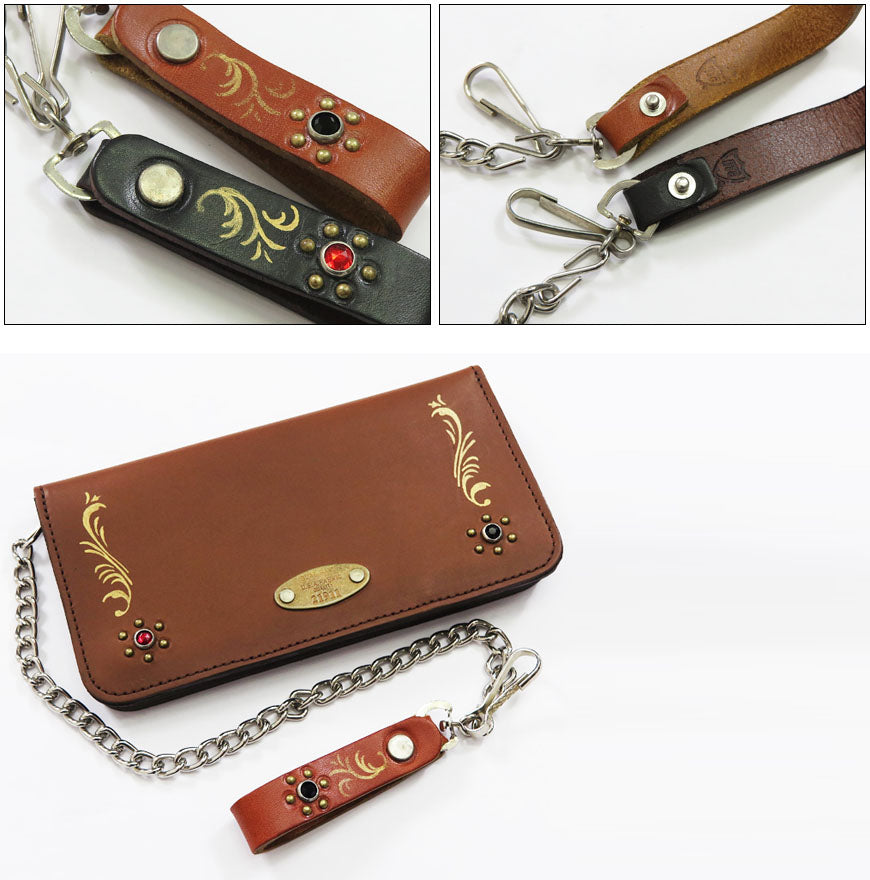 GLAD HAND × HTC スタッズ & ハンドペイント ウォレットチェーン Hollywood Trading Company 牛革 グラッドハンド 【2024-25年秋冬新作】