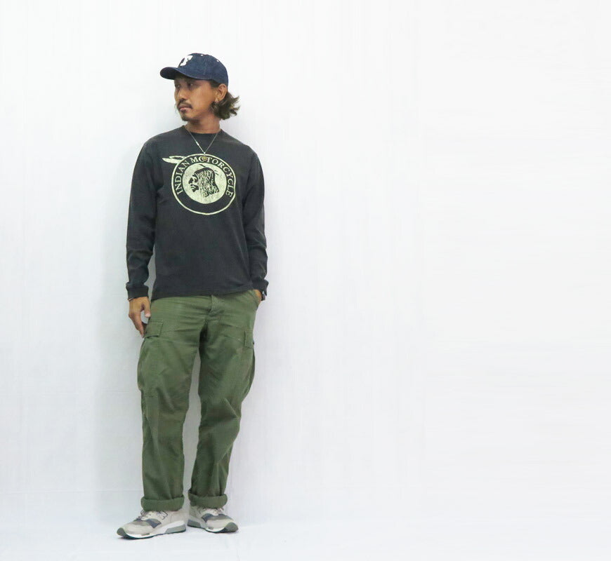インディアンモーターサイクル Indian Motorcycle 長袖 プリント Ｔシャツ L/S T-SHIRT "INDIAN" IM69610【2025年秋冬新作】