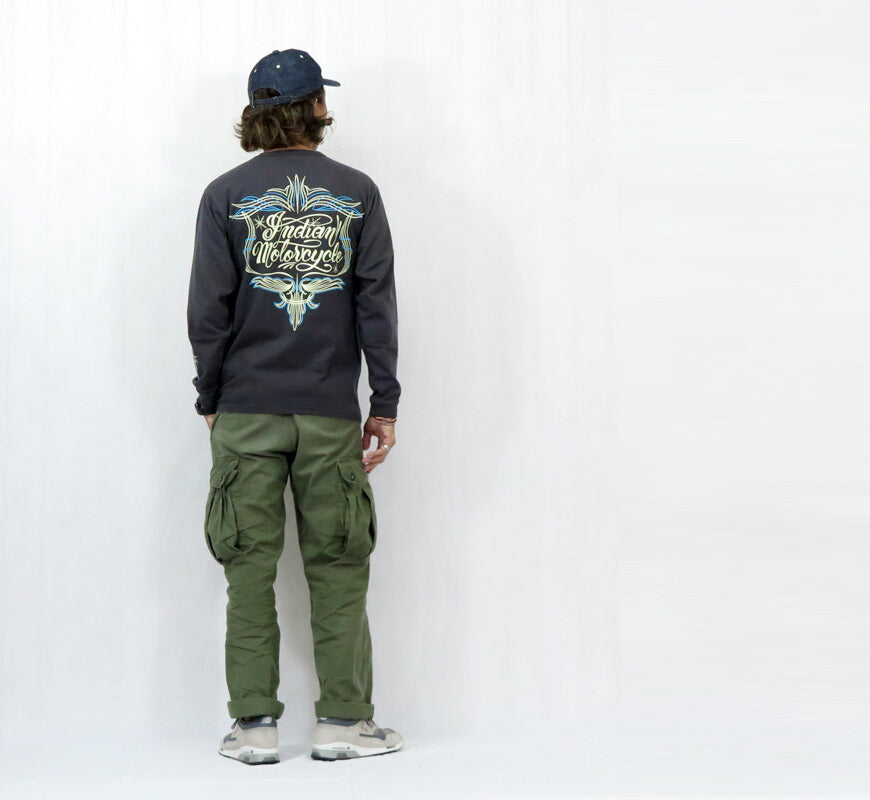 インディアンモーターサイクル Indian Motorcycle 長袖 プリント Ｔシャツ L/S T-SHIRT "PINSTRIPE PATTERN" IM69612【2025年秋冬新作】