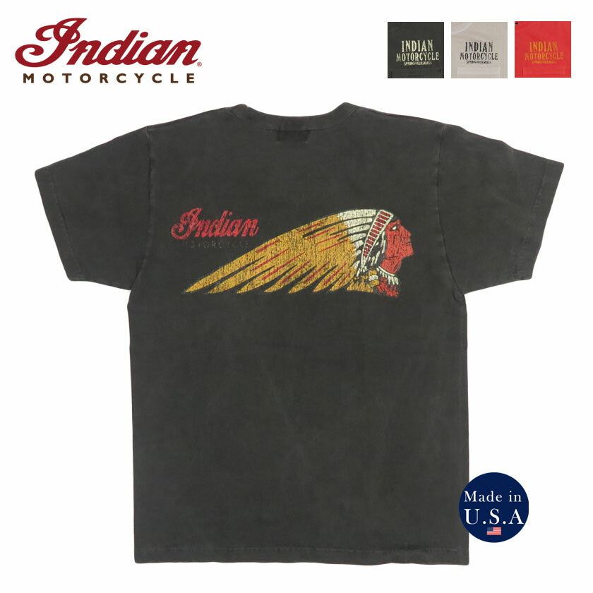 インディアンモーターサイクル Indian Motorcycle S/S POCKET T-SHIRTS “INDIAN HEAD” 半袖 ピグメントダイ ポケットＴシャツ IM79723【2026年春夏新作】