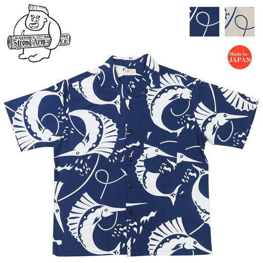John Gluckow ジョングラッコー 半袖 コットン オープンカラー シャツ Sailfish JG-18 【2025春夏新作】