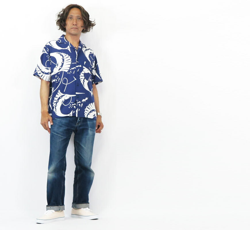 John Gluckow ジョングラッコー 半袖 コットン オープンカラー シャツ Sailfish JG-18 【2025春夏新作】