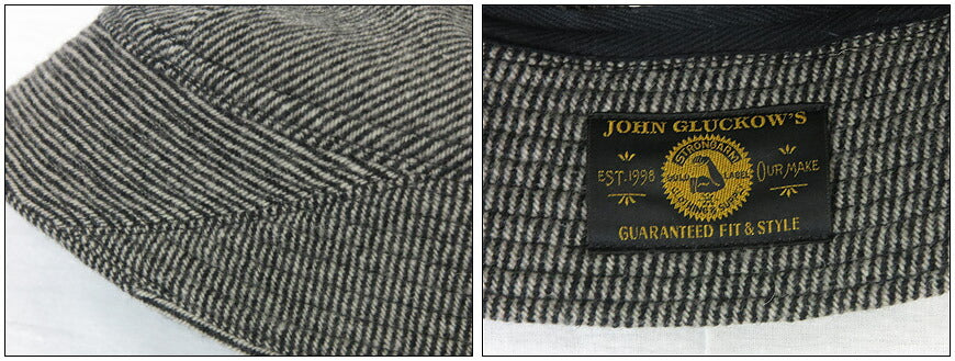 John Gluckow  ジョングラッコー by WAREHOUSE ウエアハウス ツイードウール プリズンキャップ バケットハット "Tweedy Prison Cap" JG-31【2025年秋冬新作】