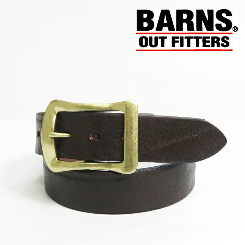 バーンズ BARNS ビッグバックル40ｍｍレザー ベルト 栃木レザー製 LE-3055