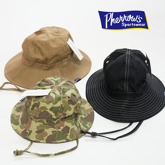 フェローズ Pherrow's U.S.NAVY ミリタリー ジャングルハット 迷彩/カモフラ/ベージュ/デニム PJH1 【2025年秋冬新作】