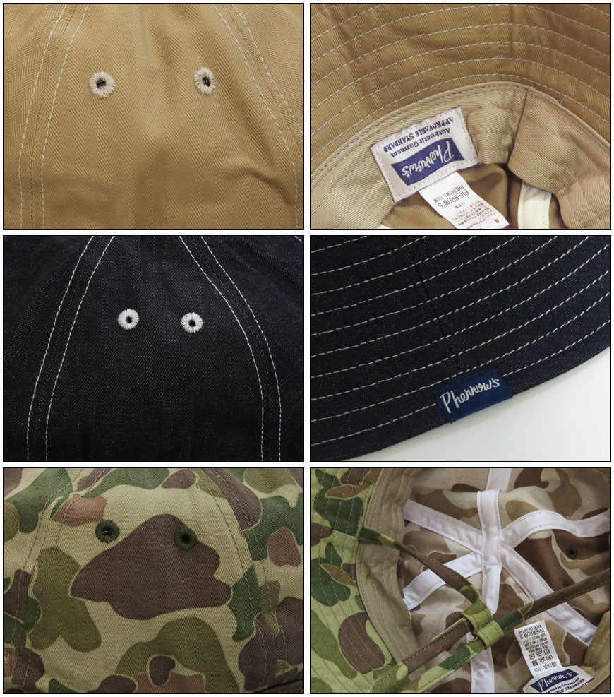 フェローズ Pherrow's U.S.NAVY ミリタリー ジャングルハット 迷彩/カモフラ/ベージュ/デニム PJH1 【2025年秋冬新作】