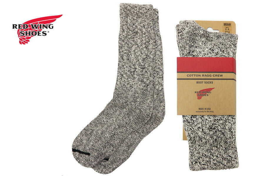 REDWING レッドウィング コットンラグ クルーソックス ブラック ブーツソックス 靴下 STYLE NO.97644 【2026年春夏新作】
