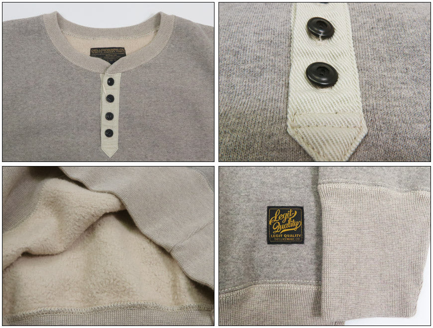 デラックスウェアDELUXEWAREヘンリーネックスウェットユニオンスペシャル吊裏毛S106-00【2025年秋冬新作】