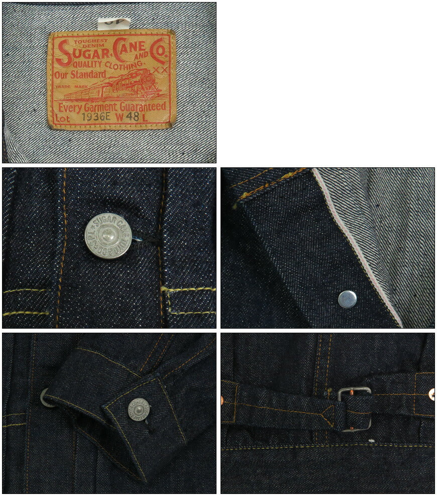 SUGAR CANE シュガーケーン 13oz デニム ジャケット 1936モデル サイズ46-48 Tバック仕様 ファーストタイプ 1st ジージャン Gジャン SC11936T 【2025年秋冬新作】