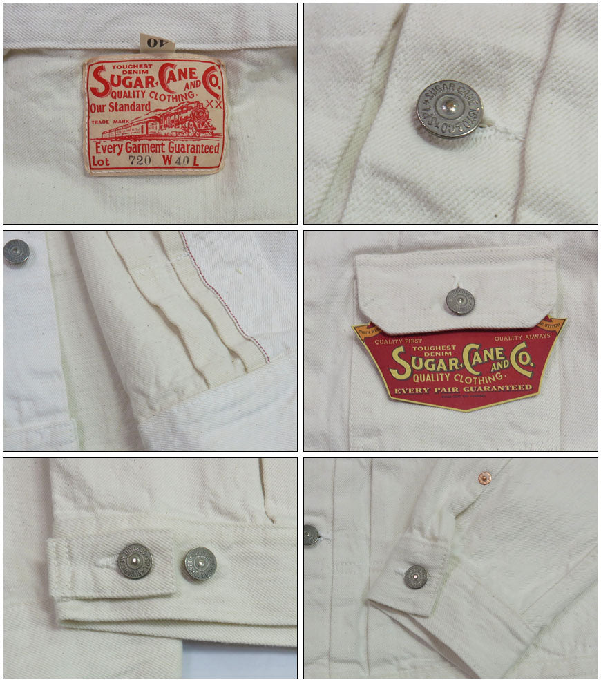 SUGAR CANE シュガーケーン 13oz ホワイト デニム ジャケット ワンウォッシュ 1953モデル 2nd(セカンド) ジージャン Gジャン 13oz WHITE DENIM JACKET 1953 MODEL SC15720 【2025年春夏新作】