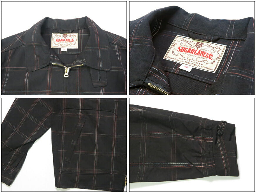 シュガーケーン SUGAR CANE 長袖 コットン/レーヨンスポーツ ジャケット RAYON COTTON GABARDINE CHECK SPORTS JACKET SC15842 【2025年秋冬新作】