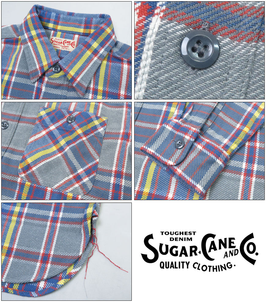 シュガーケーン SUGAR CANE 長袖 ワークシャツ ツイルチェック TWILL CHECK WORK SHIRT SC29363【2024-25年秋冬新作】