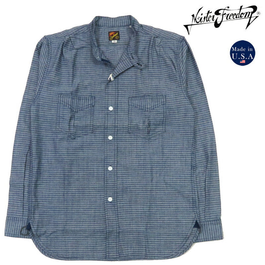 シュガーケーン SUGAR CANE MFSC NOS コーンミルズ インディゴジャガード 長袖 シャツ HOMESTEADER Mister Freedom ミスターフリーダム SC29468【2025年春夏新作】