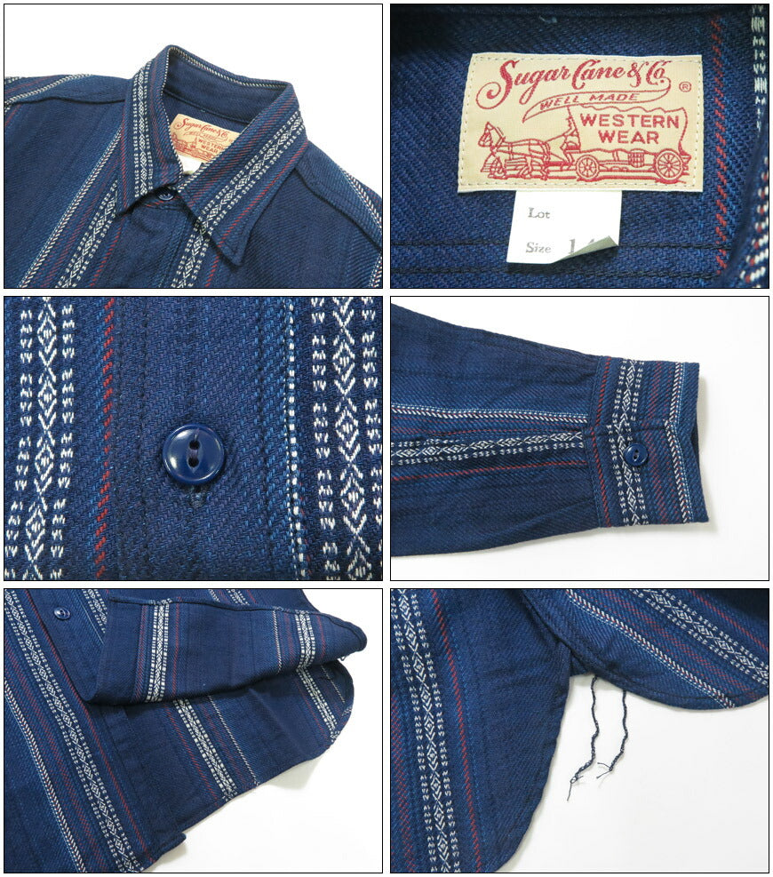 シュガーケーン SUGAR CANE 長袖 ネイティブアメリカン ワーク シャツ NATIVE AMERICAN INDIGO DOBBY WORK SHIRT SC29579 【2025年秋冬新作】