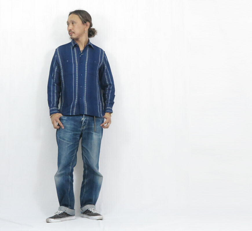 シュガーケーン SUGAR CANE 長袖 ネイティブアメリカン ワーク シャツ NATIVE AMERICAN INDIGO DOBBY WORK SHIRT SC29579 【2025年秋冬新作】