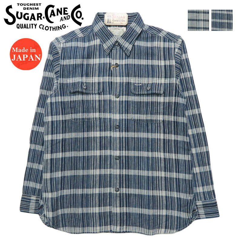 シュガーケーン SUGAR CANE インディゴチェックワークシャツ 長袖 FICTION ROMANCE 5oz. INDIGO CHECK WORK SHIRT SC29591 【2025年秋冬新作】
