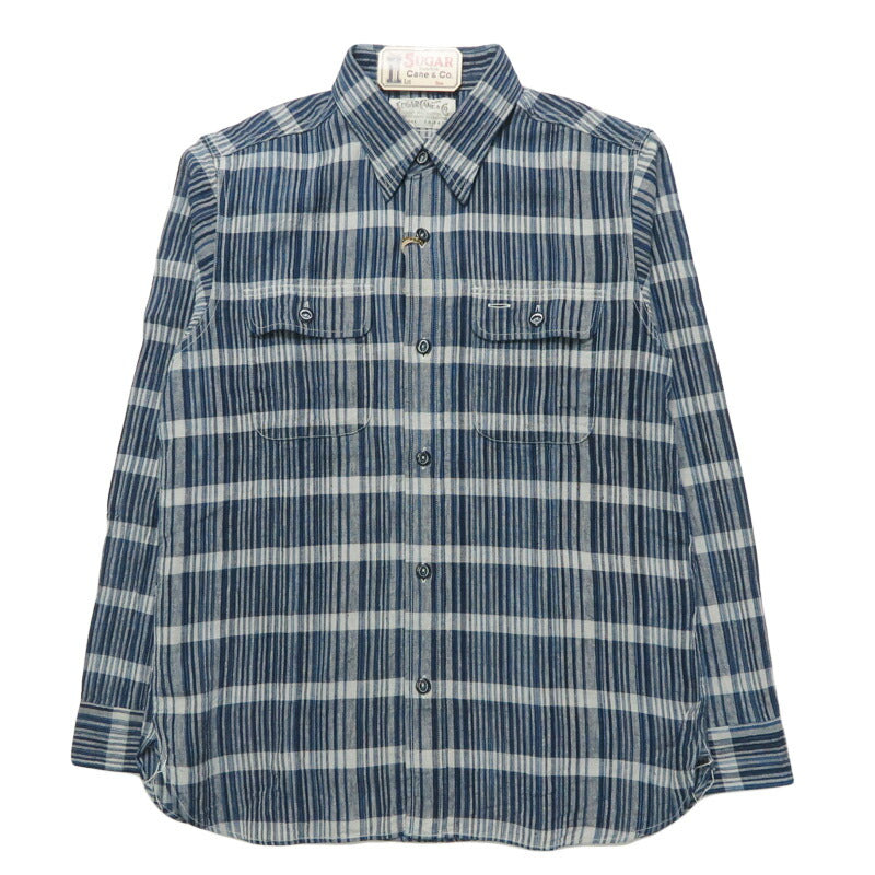 シュガーケーン SUGAR CANE インディゴチェックワークシャツ 長袖 FICTION ROMANCE 5oz. INDIGO CHECK WORK SHIRT SC29591 【2025年秋冬新作】