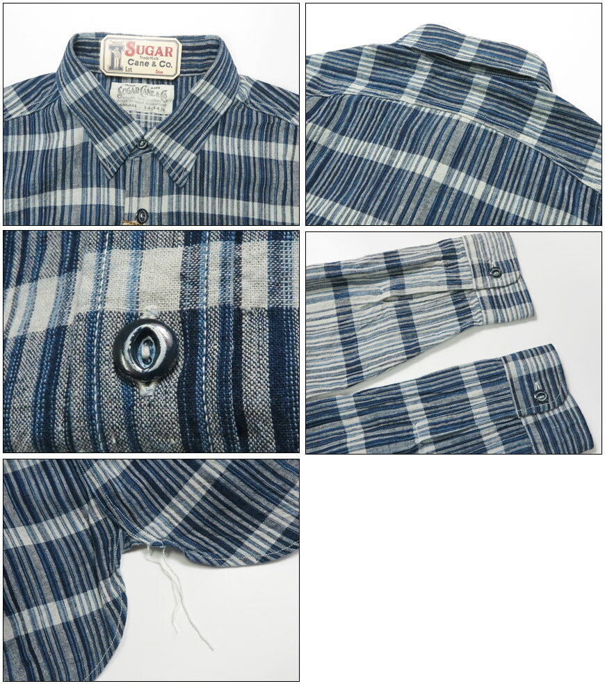 シュガーケーン SUGAR CANE インディゴチェックワークシャツ 長袖 FICTION ROMANCE 5oz. INDIGO CHECK WORK SHIRT SC29591 【2025年秋冬新作】