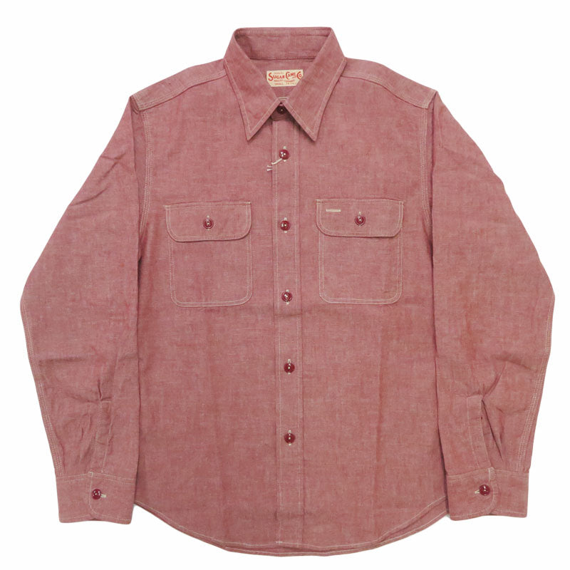 シュガーケーン SUGAR CANE 長袖 レッドシャンブレーシャツ ワークシャツ RED CHAMBRAY WORK SHIRT SC29682 【2026年春夏新作】