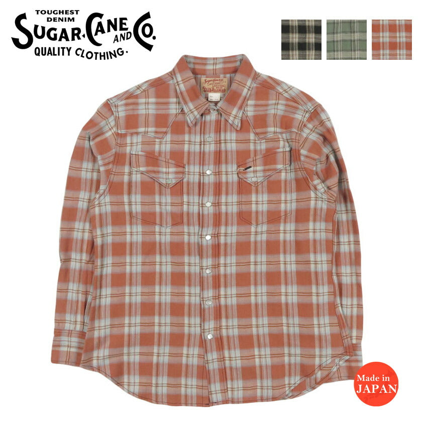 シュガーケーン SUGAR CANE ヘリンボーン チェック柄ウエスタンシャツ WASHER HERRINGBONE CHECK WESTERN SHIRT SC29687　【2026年春夏新作】