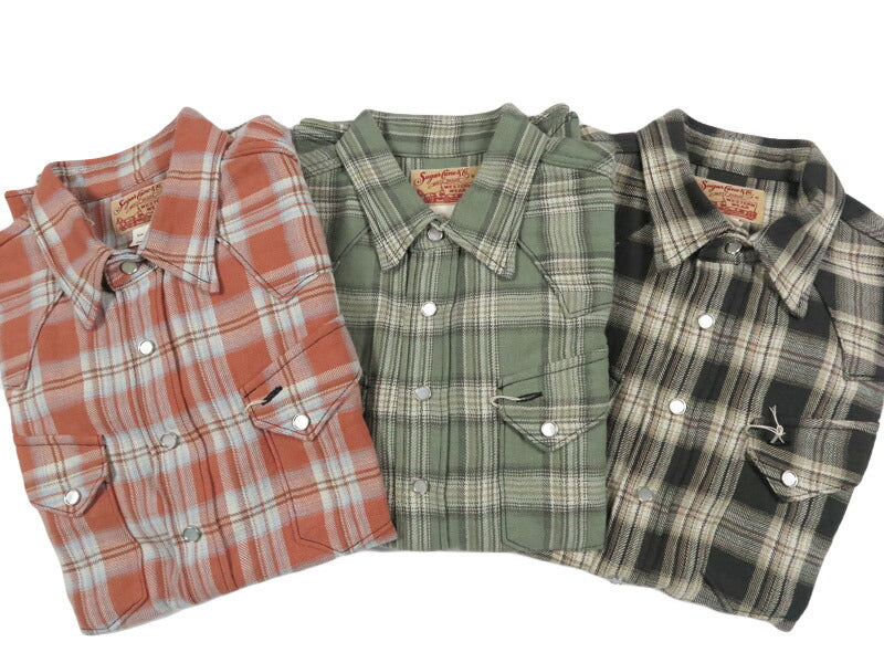 シュガーケーン SUGAR CANE ヘリンボーン チェック柄ウエスタンシャツ WASHER HERRINGBONE CHECK WESTERN SHIRT SC29687　【2026年春夏新作】