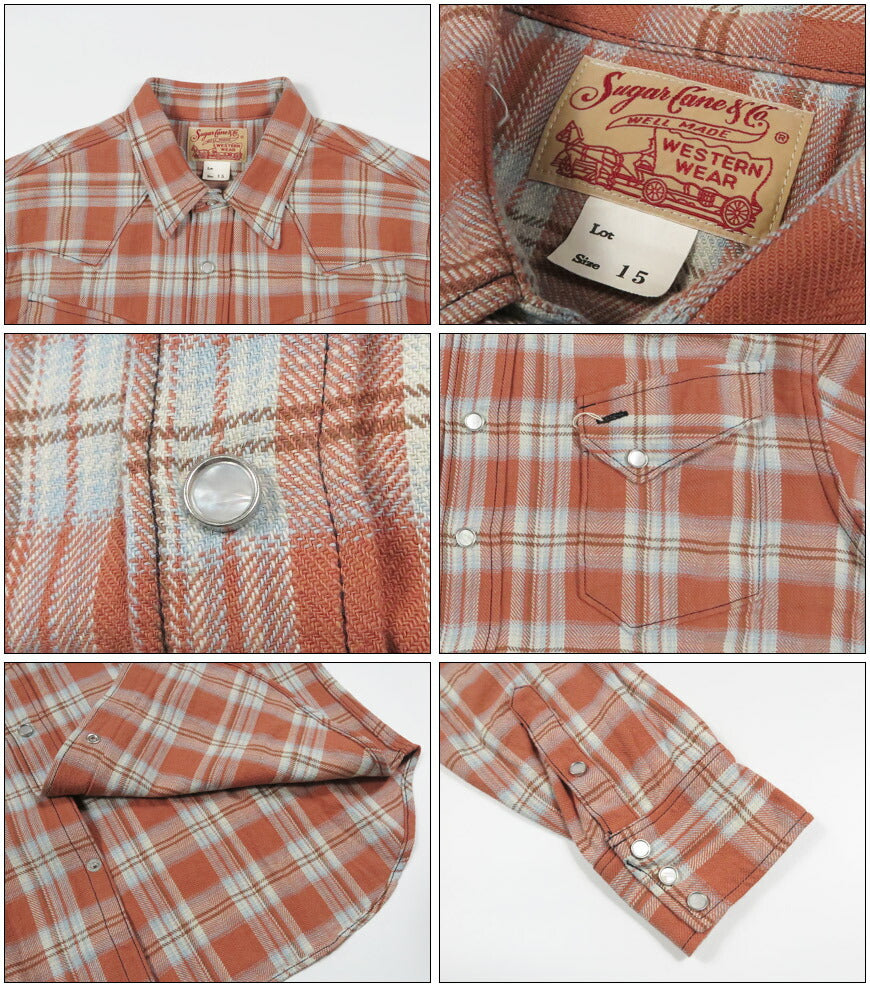 シュガーケーン SUGAR CANE ヘリンボーン チェック柄ウエスタンシャツ WASHER HERRINGBONE CHECK WESTERN SHIRT SC29687　【2026年春夏新作】