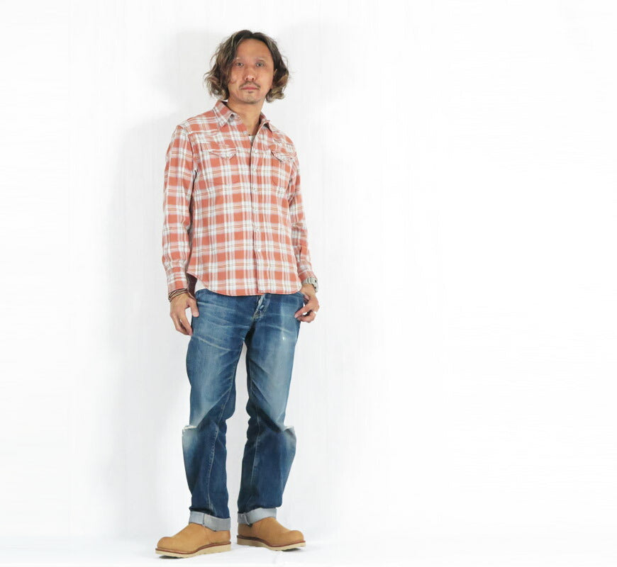 シュガーケーン SUGAR CANE ヘリンボーン チェック柄ウエスタンシャツ WASHER HERRINGBONE CHECK WESTERN SHIRT SC29687　【2026年春夏新作】