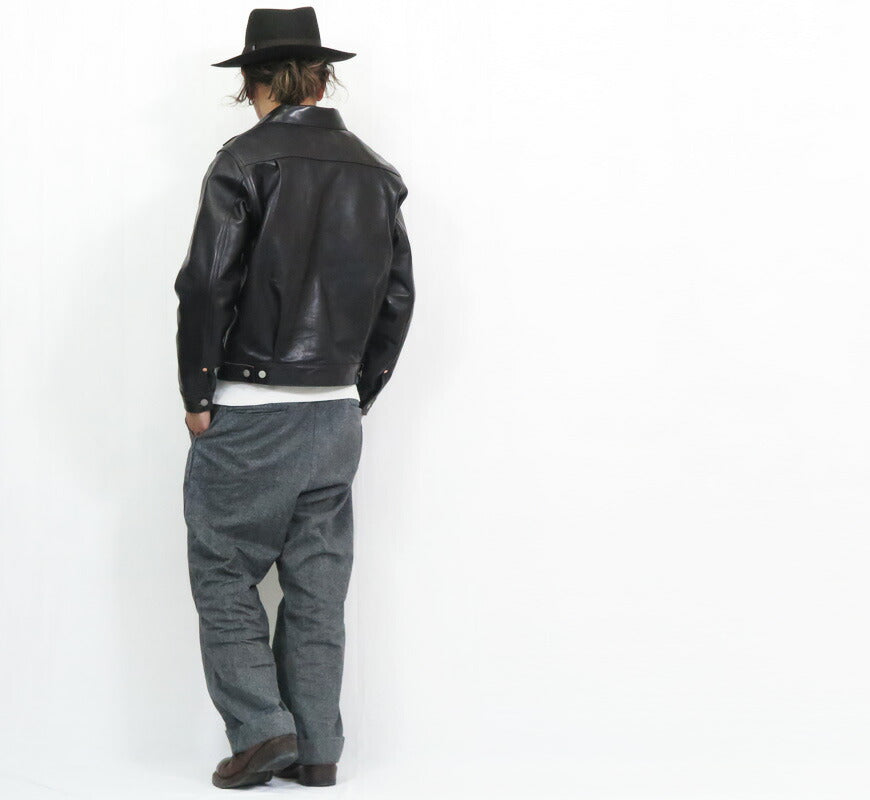 SUGAR CANE シュガーケーン ブラックホースハイド レザージャケット 2nd 1953モデル ボーダーウールブランケット裏地 馬革 茶芯 SC80681 【2025年秋冬新作】