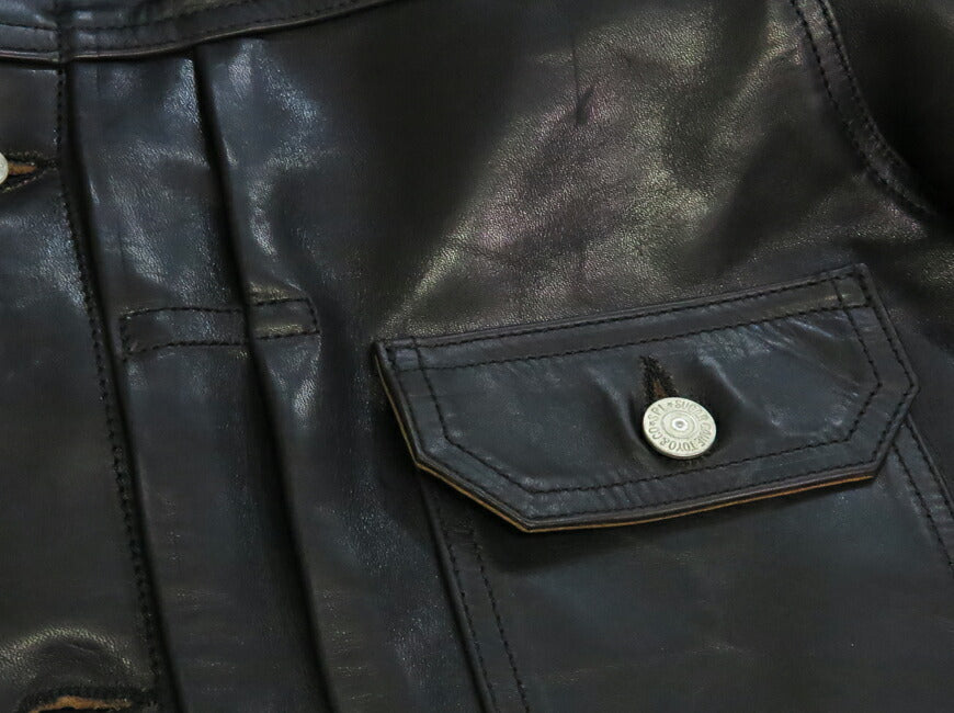 SUGAR CANE シュガーケーン ブラックホースハイド レザージャケット 2nd 1953モデル ボーダーウールブランケット裏地 馬革 茶芯 SC80681 【2025年秋冬新作】