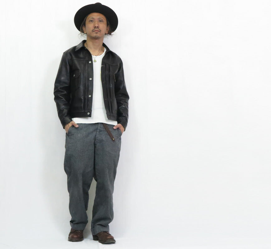 SUGAR CANE シュガーケーン ブラックホースハイド レザージャケット 2nd 1953モデル ボーダーウールブランケット裏地 馬革 茶芯 SC80681 【2025年秋冬新作】