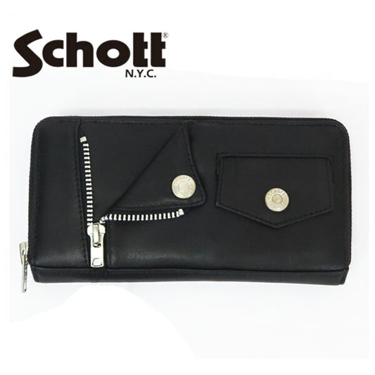 ショット Schott LEATHER RIDERS ZIP WALLET レザー ライダース ジップ ロング ウォレット 牛革 財布 SCH4970056【2025年春夏新作】