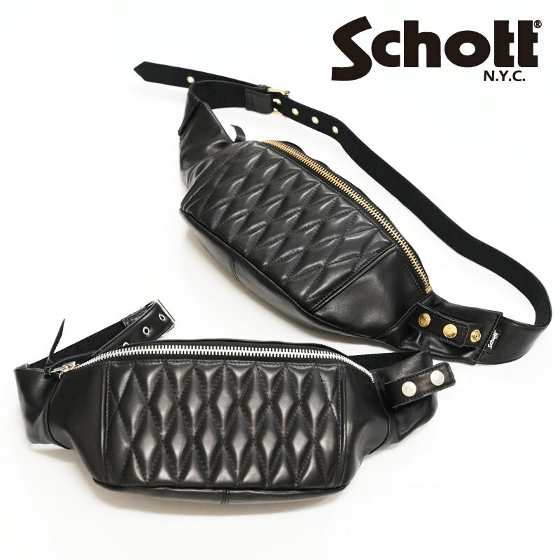 ショット Schott レザー ウエスト メッセンジャー ボディ バッグ クラシック キルティング パッド 5976008 【2025年秋冬新作】