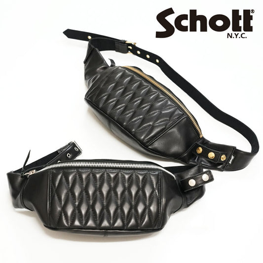 ショット Schott レザー ウエスト メッセンジャー ボディ バッグ クラシック キルティング パッド 5976008 【2025年秋冬新作】