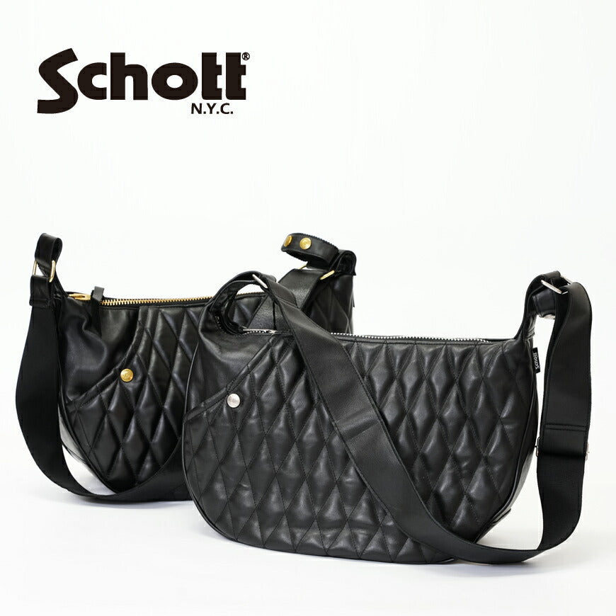 ショット Schott レザー キルティング パッテッド バナナ バッグ ショルダーバッグ メッセンジャーバッグ 牛革 3109022 【2026年春夏新作】