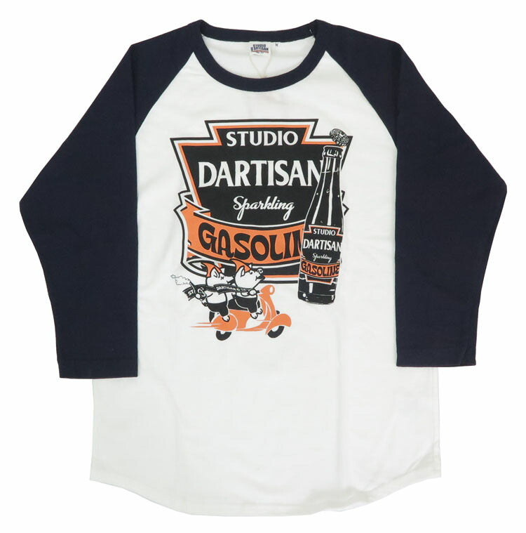 ダルチザン ステュディオ・ダ・ルチザン STUDIO D'ARTISAN 7分袖 ラウンドカット ラグランスリーブ プリント Tシャツ「Sparkling Gasoline」8151A【2024-25年秋冬新作】