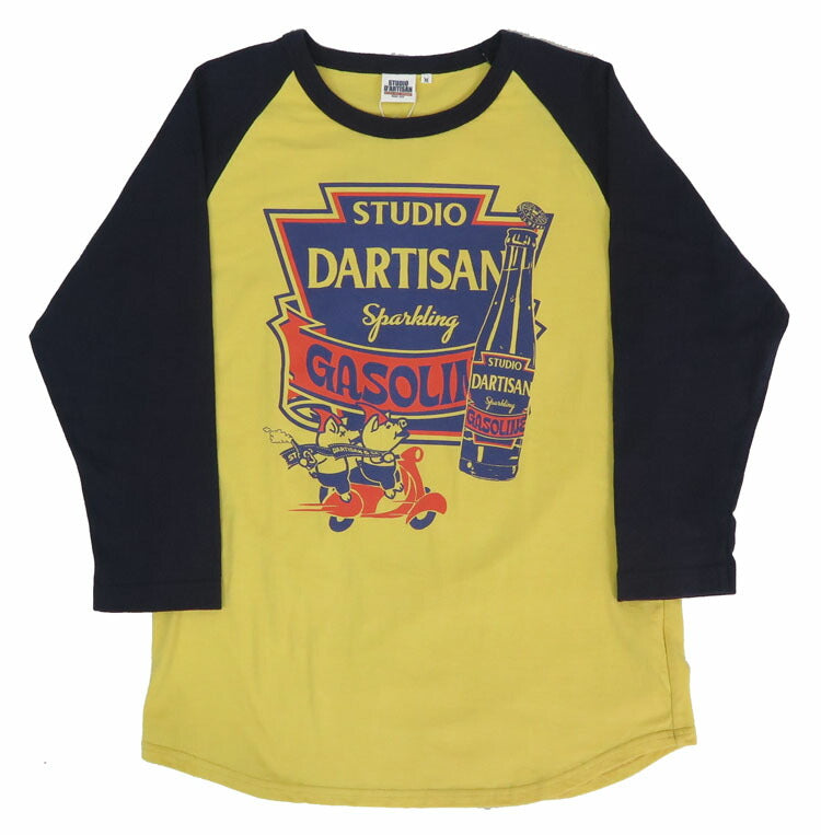 ダルチザン ステュディオ・ダ・ルチザン STUDIO D'ARTISAN 7分袖 ラウンドカット ラグランスリーブ プリント Tシャツ「Sparkling Gasoline」8151A【2024-25年秋冬新作】