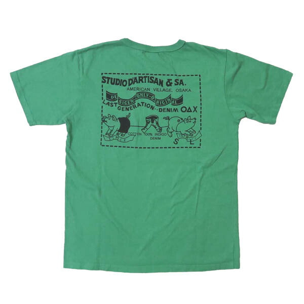 ダルチザン ステュディオ・ダ・ルチザン STUDIO D'ARTISAN 半袖 Tシャツ デニムポケットT 背面ロゴ 8214A【2026年春夏新作】