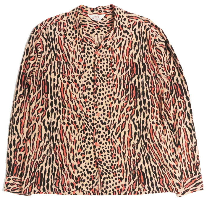 STAR OF HOLLYWOOD スターオブハリウッド 長袖 レーヨン オープンカラー シャツ OCELOT ヒョウ柄 アロハシャツ ハワイアンシャツ SH29707 【2026年春夏新作】