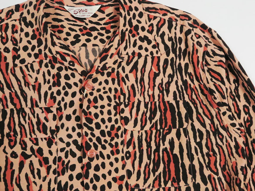 STAR OF HOLLYWOOD スターオブハリウッド 長袖 レーヨン オープンカラー シャツ OCELOT ヒョウ柄 アロハシャツ ハワイアンシャツ SH29707 【2026年春夏新作】