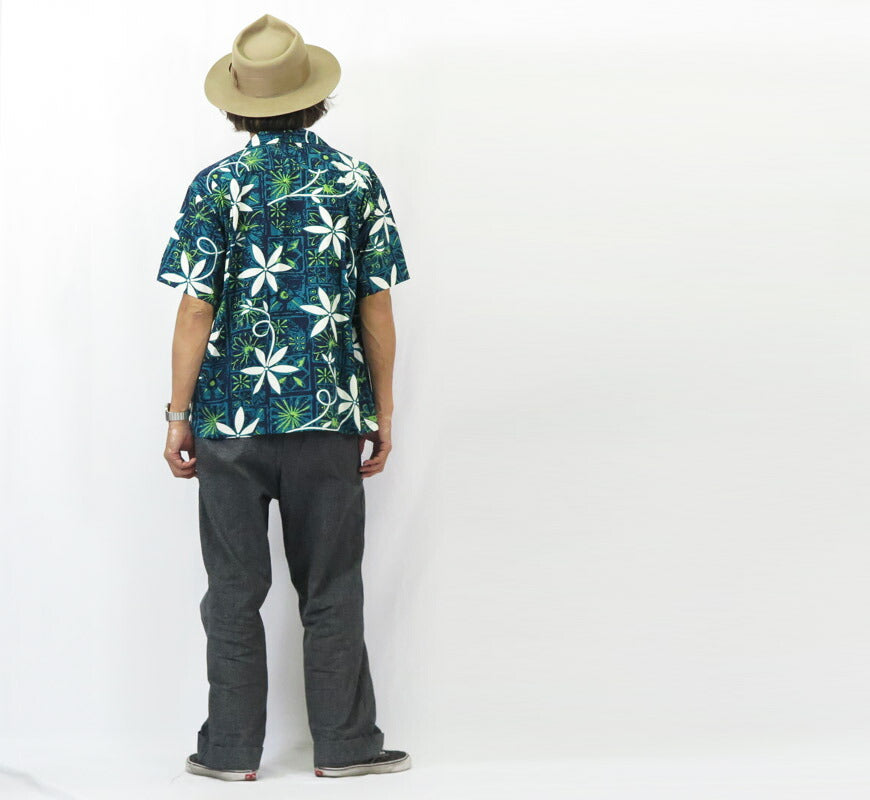 STAR OF HOLLYWOOD スターオブハリウッド 半袖 コットンタイプライター オープンカラー シャツ BLUE HAWAII アロハシャツ ハワイアンシャツ エルヴィスプレスリー SH39493 【2025年春夏新作】