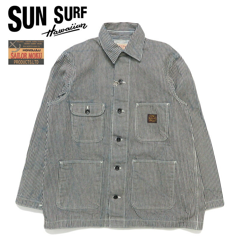 SUN SURF サンサーフ SAILOR MOKU PRODUCTS 12.5oz. HICKORY STRIPE WORK JACKET  ワークジャケット カバーオール SM15903 【2026年春夏新作】