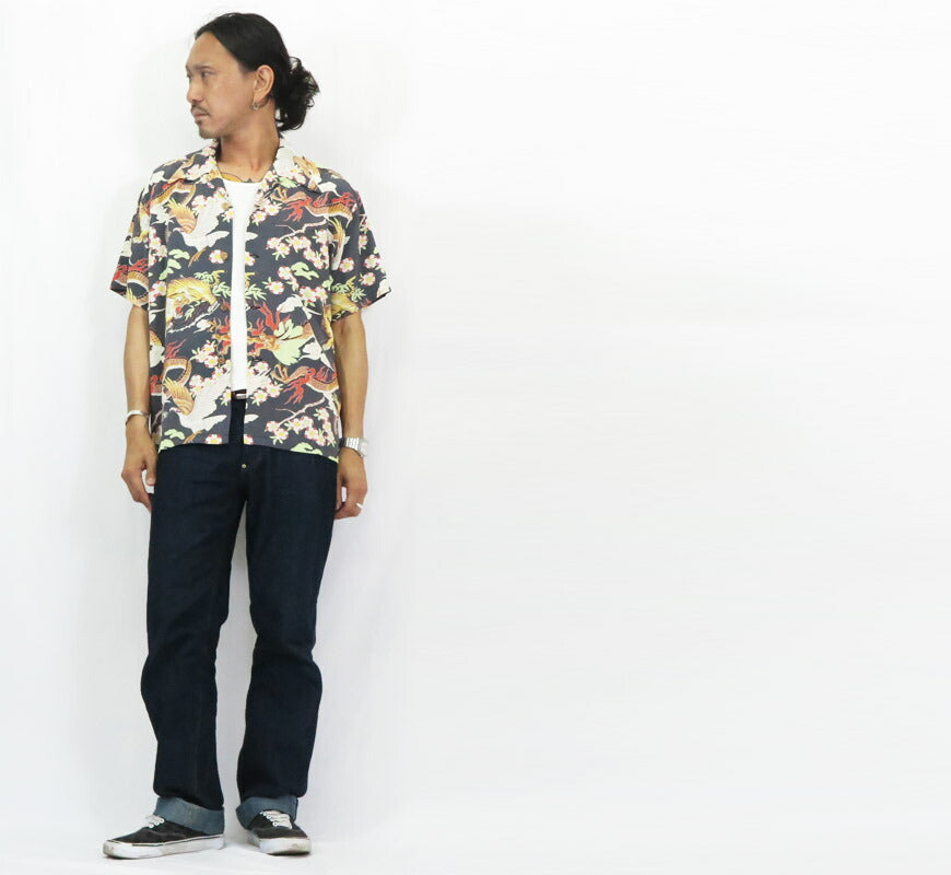 サンサーフ SUN SURF 半袖 レーヨン壁縮緬 ハワイアンシャツ 「THE TRIANGULAR FIGHT」 HOOKANO SPORTSWEAR アロハシャツ SS39414 【2025年春夏新作】