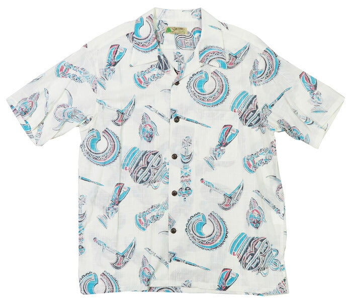 サンサーフ SUN SURF 半袖 コットン/リネン オープンカラーシャツ 「NATIVE MASK」 ハワイアンシャツ アロハシャツ SS39502 【2025年春夏新作】