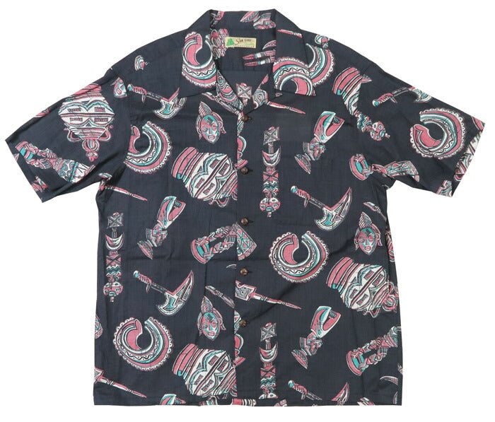 サンサーフ SUN SURF 半袖 コットン/リネン オープンカラーシャツ 「NATIVE MASK」 ハワイアンシャツ アロハシャツ SS39502 【2025年春夏新作】
