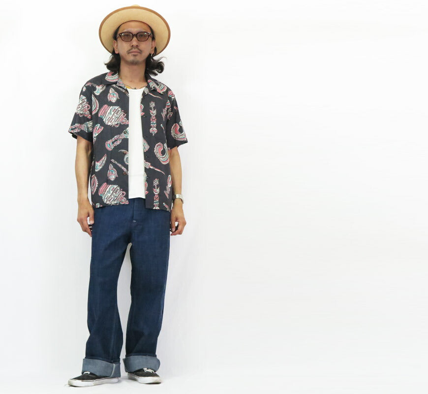 サンサーフ SUN SURF 半袖 コットン/リネン オープンカラーシャツ 「NATIVE MASK」 ハワイアンシャツ アロハシャツ SS39502 【2025年春夏新作】
