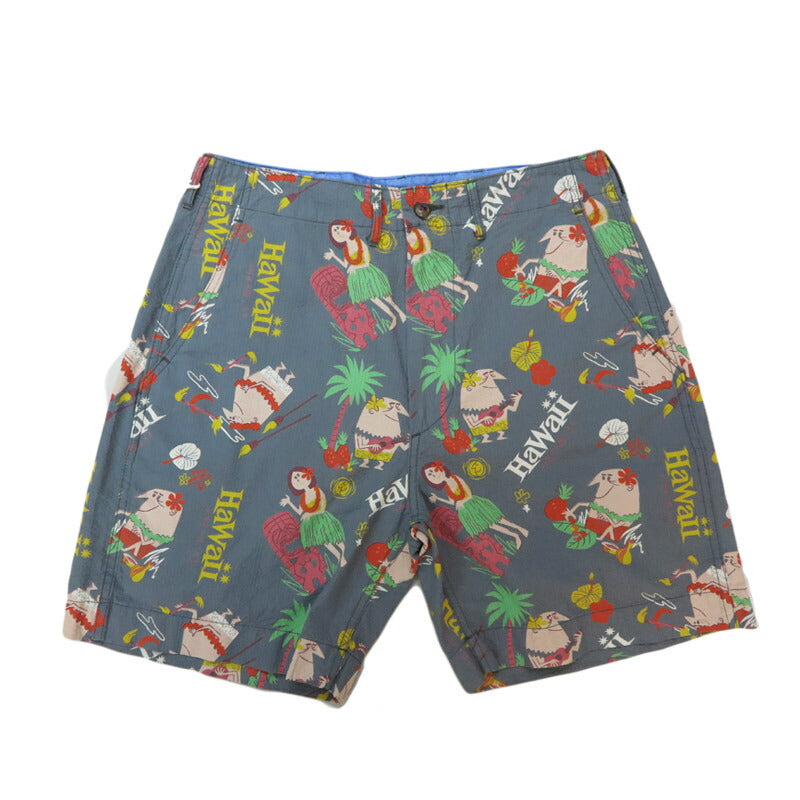 サンサーフ SUN SURF ショーツ ハーフパンツ シアサッカー生地 COTTON SEERSUCKER SHORTS “TRIP TO HAWAII” by 柳原良平 with MOOKIE SS52569 【2025年春夏新作】